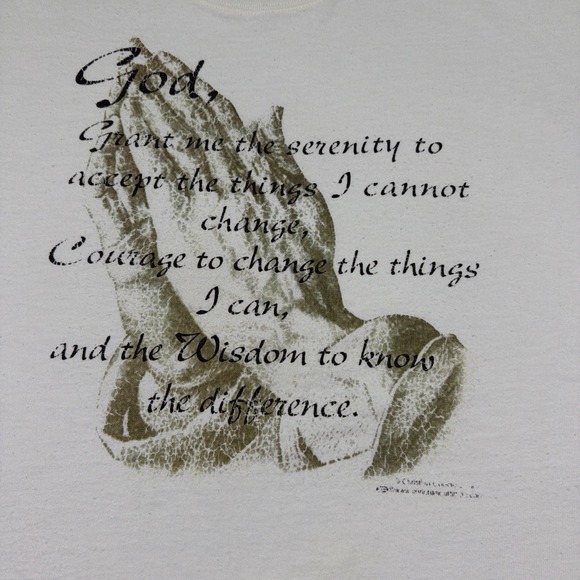 Vintage Serenity Prayer Tee Size XXL White 90s Jesus Tee Good 90s Rare - Picture 2 of 10